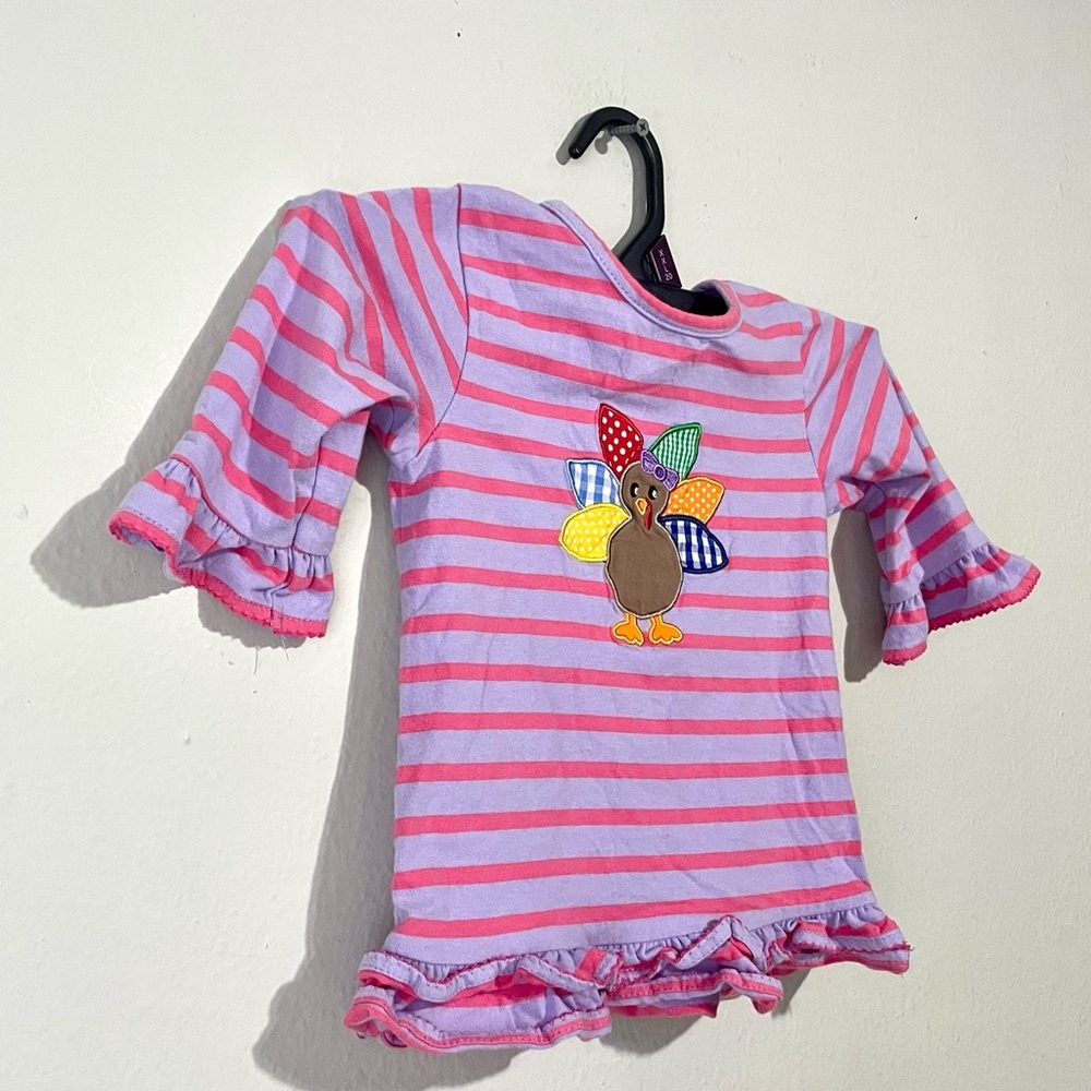 Classic‎ Whimsy Patchwork Turkey Ruffle Top Size 3T - Picture 2 of 7